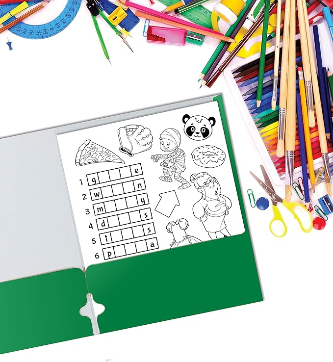 Better Office Products Two Pocket Portfolio Folders, 50-Pack, Green, Letter Size Paper Folders, 50 Pieces, Green