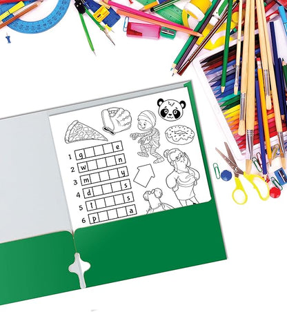 Better Office Products Two Pocket Portfolio Folders, 50-Pack, Green, Letter Size Paper Folders, 50 Pieces, Green