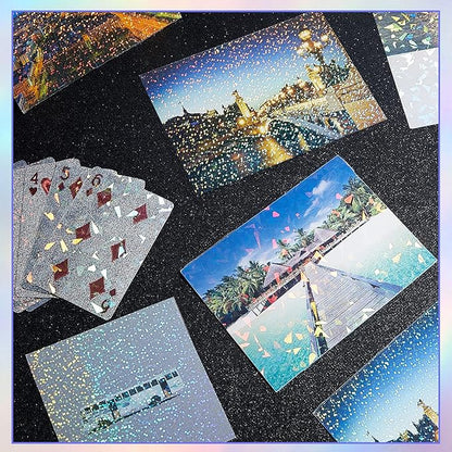 36 Sheets Holographic Sticker Paper Clear A4 Vinyl Sticker Paper Self Adhesive Waterproof Transparent Film Gem Rainbow Star Patterns, 11.7 x 8.3 Inch (Gem, Dot)