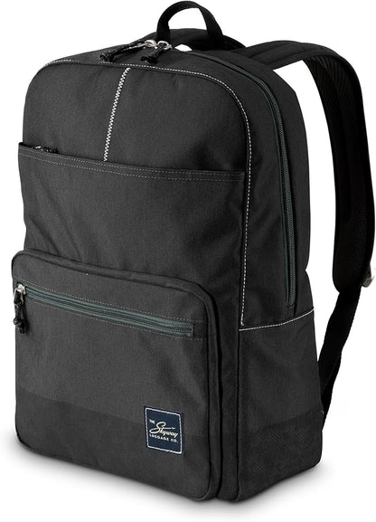 Skyway Luggage Rainier Simple Backpack, Eco-Friendly, Made of 100% rPET Travel Laptop Bag for Women & Men, Flight Approved Carry On Backpack, 16L, Crater Black