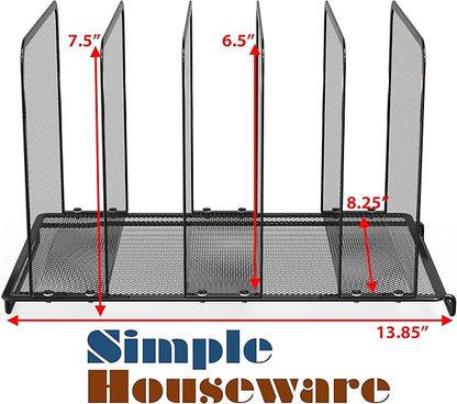 Simple Houseware 5 Section Expandable Upright File Sorter Organizer, Black