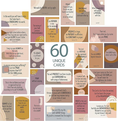 DIVERSEBEE Bible Verse Cards, 60 Unique, Assorted Mini Scripture Encouragement Motivational Inspirational Prayer Cards, Christian Bible Gifts