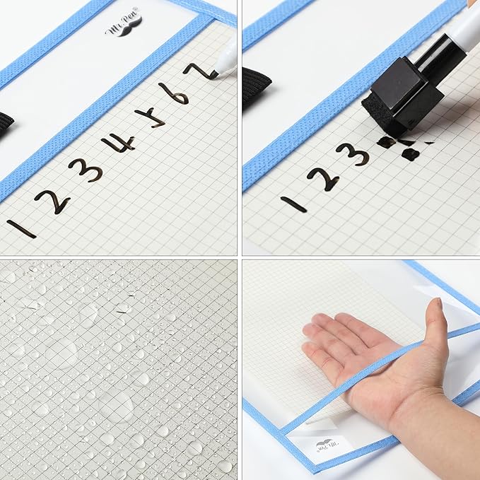 Mr. Pen- Dry Erase Pocket Sleeves, 10"x14", 6 pcs, Colorful Dry Erase Sleeves, Plastic Sleeves for Paper 8.5x11, Dry Erase Pockets Reusable Sleeves, Plastic Paper Sleeves, Dry Erase Sheet Protectors