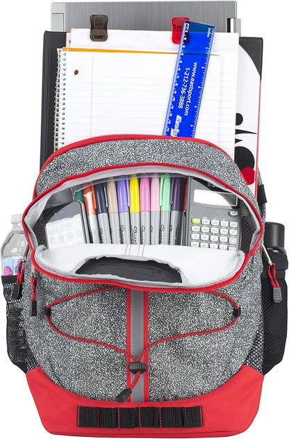 FUEL Hiking Backpack for Women Men Terra Sport, Travel, College, Gym, Work with Laptop Sleeve, Bungee, 18 Inches, Grey Static Dots