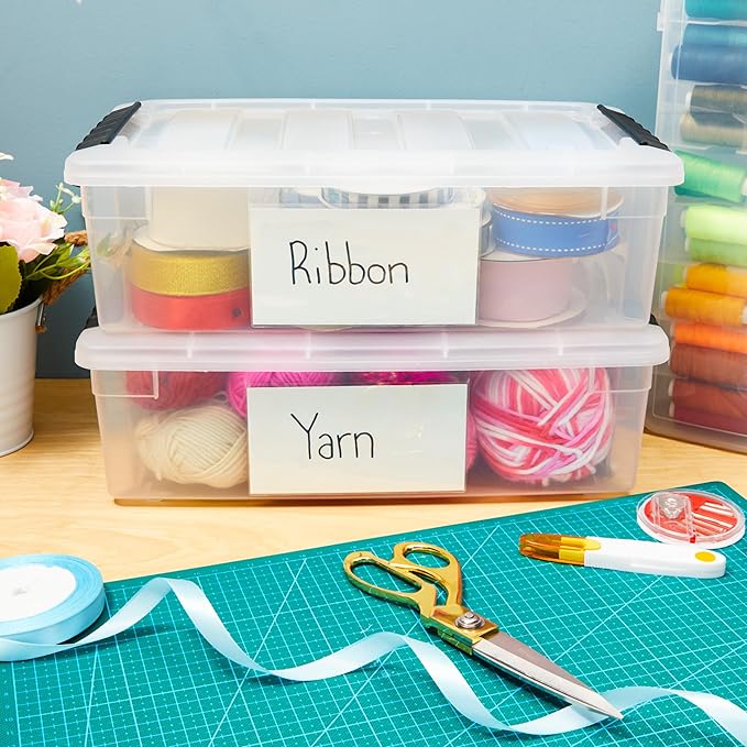 100 Pack Clear Self-Adhesive Pocket Label Holders for Index Cards 3x5, Bulk Top Load Plastic Sleeves for Storage