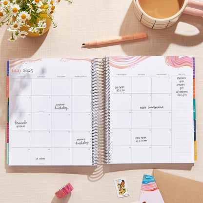 Erin Condren 12-Month Spiral Life Planner (Jan 2025 - Dec 2025) | 7x9 Weekly Planner with Monthly Calendars | Bold Blooms Covers, Evolve Interior, Vertical Layout, Platinum Coil