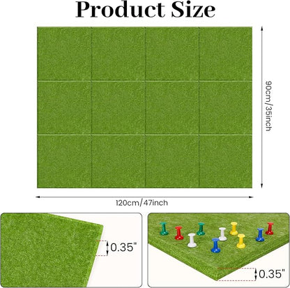 Large Cork Board for Walls Green Felt Board Alternative -Felt Bulletin Board Tiles for Office Wall Decor,corkboard,Push pin Board Wall Organizer for Office -12Pack (Green)