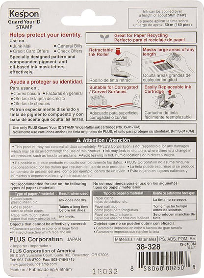 Guard Your ID WIDE Roller Identity Theft Prevention Security Stamp NAVY BLUE Mask out Private Information (38328)