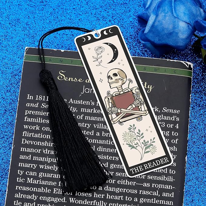 Octamber Book Lover Gifts for Women Christmas Bookmarks Funny Bookmarks for Women Men Tarot Bookmark Skeleton Tarot Cards Bookmark Horror Gifts Birthday Gifts Stocking Stuffers for Women Men Teens