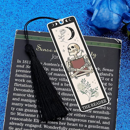 Octamber Book Lover Gifts for Women Christmas Bookmarks Funny Bookmarks for Women Men Tarot Bookmark Skeleton Tarot Cards Bookmark Horror Gifts Birthday Gifts Stocking Stuffers for Women Men Teens