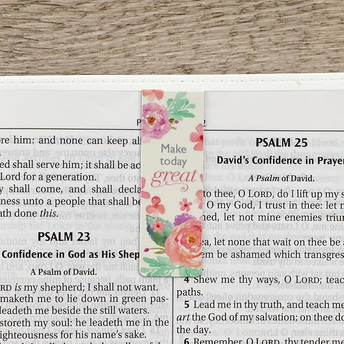 Christian Art Gifts Magnetic Scripture Bookmark Set for Women: Blossoms of Blessings - Inspirational Pink & Purple Floral Magnetic Bible Verse Pagemarker Set of 6 for Bibles and Books Size 2.3” x 0.8”