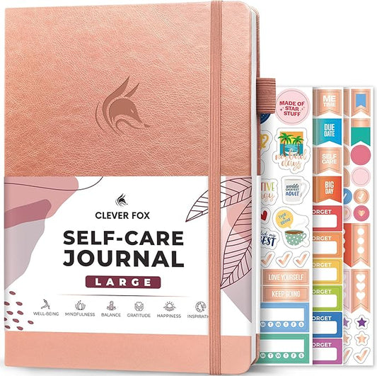 Clever Fox Self-Care Journal – Wellness & Daily Reflection Notebook – Mental Health & Personal Development Journal – Self-Care, Meditation & Mood Journal for Women & Men – Large (Rose Gold)