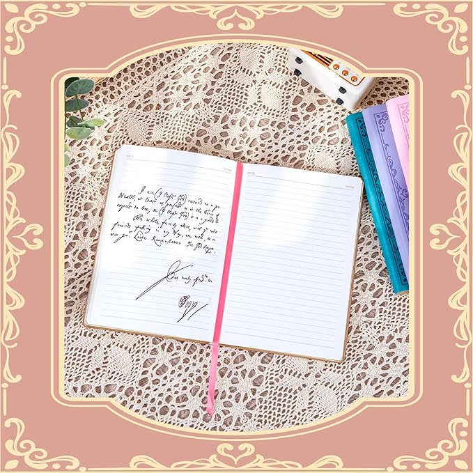 CAGIE Vintage Leather Journal for Women Soft Cover Notebook with 256 Lined Pages 100 GSM Thick Paper A5 College Ruled Journals Notebooks for Writing, 5.7 x 8.3 in, Light Pink