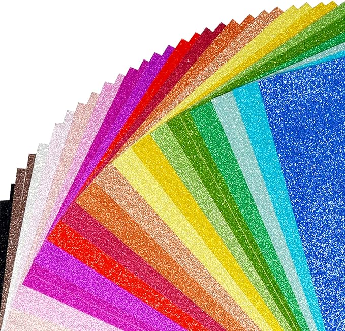 Simetufy Glitter Cardstock, 40 Sheets in 20 Colors, Premium Cardstock for Cricut, Crafts and DIY Projects, Sparkly Paper for Card Making, 250 GSM