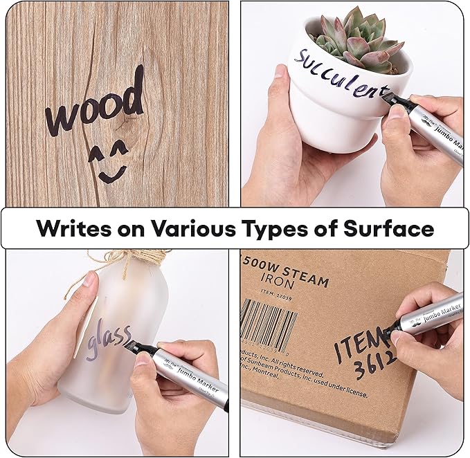 Mr. Pen- Jumbo Permanent Markers, 4 Pack, Chisel Tip, Black Markers Permanent, Permanent Markers Black Markers, Thick Permanent Marker, Thick Markers, Jumbo Markers, Large Markers, Wide Tip Markers