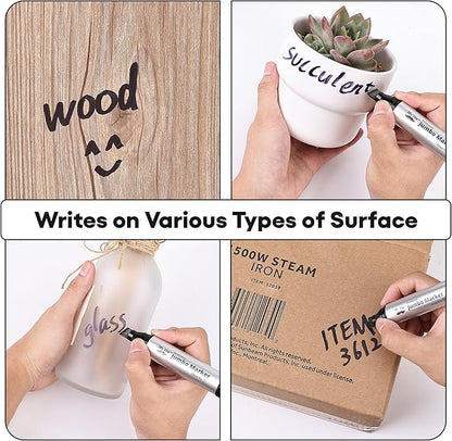 Mr. Pen- Jumbo Permanent Markers, 4 Pack, Chisel Tip, Black Markers Permanent, Permanent Markers Black Markers, Thick Permanent Marker, Thick Markers, Jumbo Markers, Large Markers, Wide Tip Markers