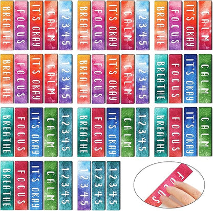 50PCS Calm Strips for Anxiety Sensory Stickers Calm Stickers for Relieve Adults Kids Teens Fidgets Stress Office&Classroom Supplies Anxiety Relief Items with Tactile Textured Surface Patterns(Letter)