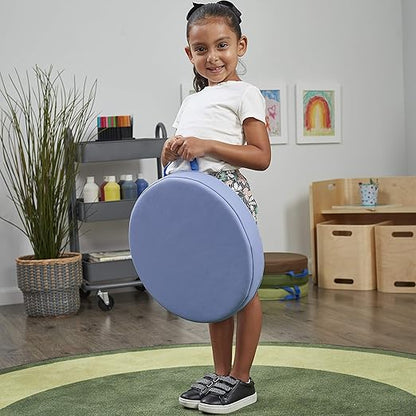 Factory Direct Partners SoftScape 15 inch Round Classroom Floor Cushions with Handles; Flexible Seating for Daycare, Preschool, Playroom; 2 inch Thick Deluxe Foam (6-Piece) - Earthtone, 11232-ET