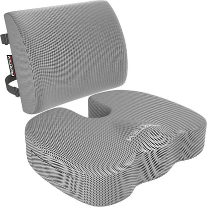 FORTEM Seat Cushion and Lumbar Support for Office Chair, Desk Chair Cushion, Memory Foam Office Chair Cushion, Non Slip Sitting and Back Pillow for Gaming, Car Seat Cushion, Chair Pad, XL