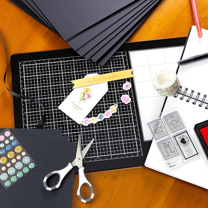 Cardstock 8.5 x 11 Paper Pack - 65lb Smooth Card Stock for Crafts, Cardmaking, Printers - 100 Scrapbook Sheets - Double Sided with Solid Core, Midnight Black