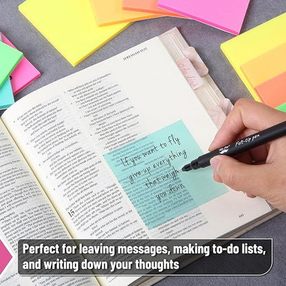 Mr. Pen- Plastic Sticky Notes, 3”x3”, 12 Pads, 600 Sheets, Vivid Palette Sticky Notes, Sticky Note, Self-Stick Note Pads, Sticky Pads Sticky Notes Aesthetic, Colorful Sticky Notes Bulk Sticky Notes