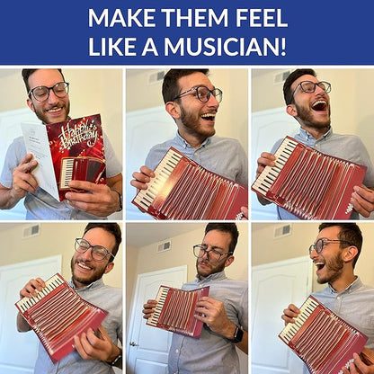 100 GREETINGS Interactive Accordion Birthday Card – Musical Birthday Cards for Men, Music Present for Men, Musicians & Son, Happy Birthday Card for Men, Musicians Gift, Open/Close to Play Song (Red)