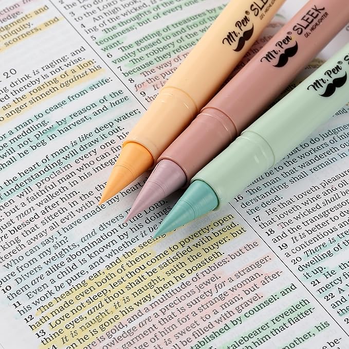 Mr. Pen- Gel Highlighter Set, 16 Pack, Assorted Colors, Bible Highlighters No Bleed Gift Set, No Bleed Highlighters, Bible Highlighter, Gel Highlighters for Bibles