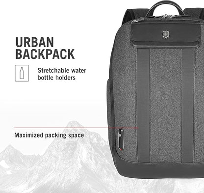 Victorinox Architecture Urban2 City Backpack - Professional Computer Backpack that Holds Laptop, Tablet & Water Bottle - Perfect Travel Bag - 17 Liters, Gray