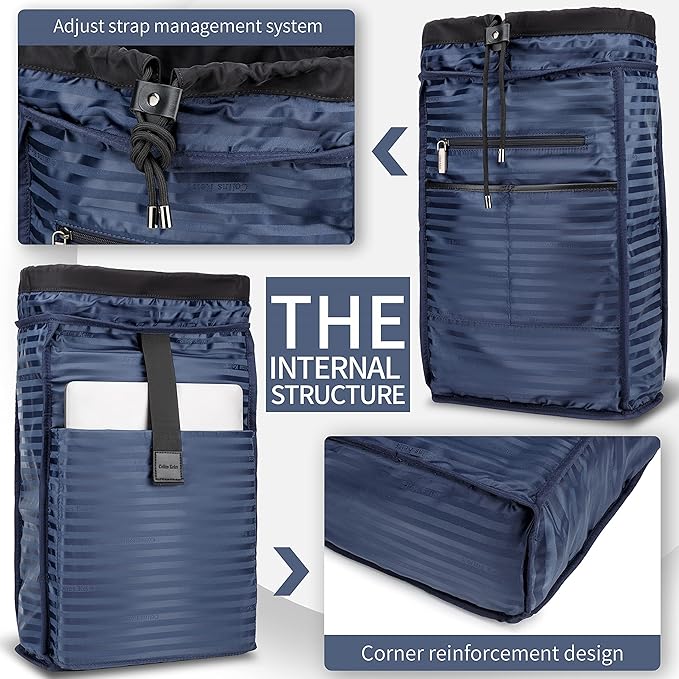 Black backpack men,16 inch laptop backpack for men, drawstring anti-theft waterproof tech backpack with laptop compartment. Large 30 L