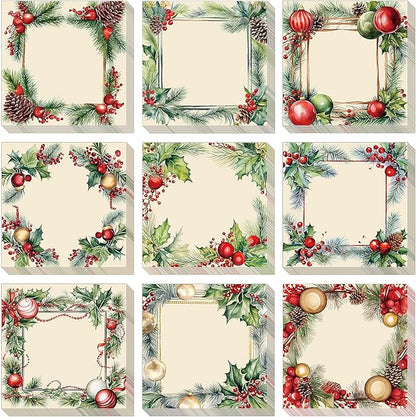 9 Pieces Vintage Christmas Sticky Note Vintage Design Christmas Self-Adhesive Note Pads Christmas Sticky Memo Notes for Xmas School Office Home Supplies Students Teachers Present 9 Styles