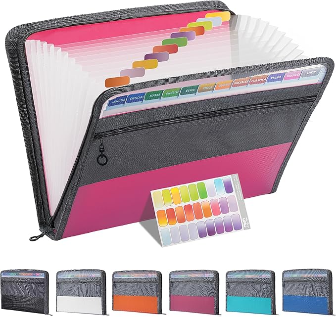Mr. Pen- Accordion File Organizer, 13 Pockets, Pink, Document Organizer, Expanding File Folder Organizer, Accordion Folders for Documents, Accordian Folder, Accordian File Organizer