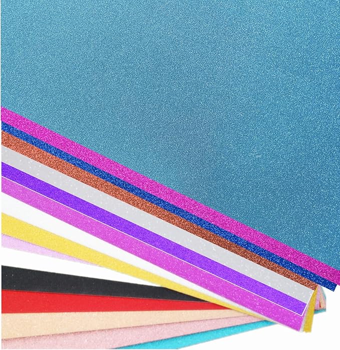 Baisunt 20 Sheets Sky Blue Glitter Cardstock Paper for DIY Art Project, Scrapbook, Birthday Wedding Party Decoration 250GSM(8x12 In, Non Adhesive)