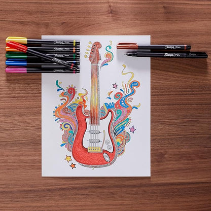 Sharpie Felt Tip Pens, Fine Point Pens (0.4Mm) Felt Tip Markers, Journaling Pens, Art Markers, Drawing Markers, Assorted Colors, 12 Count