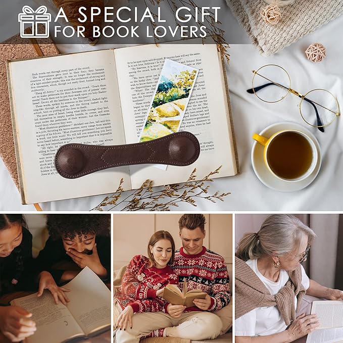 KINIVA Leather Weighted Bookmarks Book Weight Page Holder for Reading,Book Open Holder for Kids Adult,Gifts for Reader (01 Coffee)