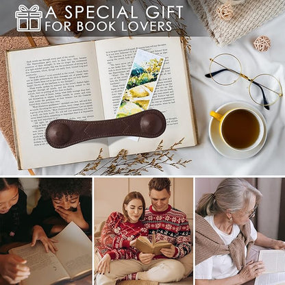 KINIVA Leather Weighted Bookmarks Book Weight Page Holder for Reading,Book Open Holder for Kids Adult,Gifts for Reader (01 Coffee)