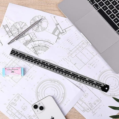 Mr. Pen- Steel Rulers, 2 Pcs, 6" and 12", Black, 6 Inch Ruler Metal Rulers, Small Metal Ruler 6 Inch Metal Ruler Thin Flat, Stainless Steel Ruler 12 Inch, Centimeter Ruler, Steel Ruler 12 Inch