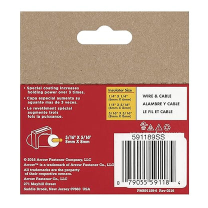 Arrow Fastener 591189SS Genuine T59 Stainless Steel Insulated Staples 5/16-Inch Leg Length, 5/16-Inch Crown Width, Clear, 300-Pack