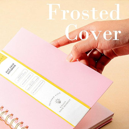 Dot Grid Spiral Notebook A5 Spiral Bullet Dotted Journal 160 Pages Thick Dot Paper Notebooks Plastic Hardcover Spiral Notebook 5x7 Wire Bound Notebooks for Note Taking School Office Supplies,Pink