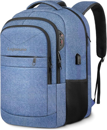 Lapsouno Travel Laptop Backpack, Travel Backpack, TSA Laptop Backpack, 15.6 inch Bag with USB Port,TSA Friendly Water Resistant College School Business Computer Bag Backpack Men Women, Blue