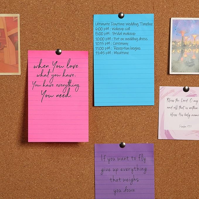 Mr. Pen Lined Sticky Notes - 3x4, 6 Pads, 60 Sheets/Pad, Vibrant Colors