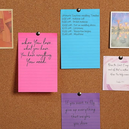 Mr. Pen Lined Sticky Notes - 3x4, 6 Pads, 60 Sheets/Pad, Vibrant Colors