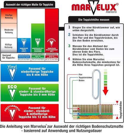 Marvelux Office Chair Mat for Low Pile Carpets 30" x 48” Clear Vinyl Protector Mat for Under Desks, Rectangular PVC Carpeted Floor Mat for Gaming Chairs and Computer Desks, Shipped Flat