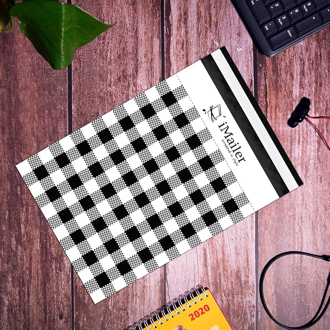 100 Count - 12 x 15.5 inch, Poly Mailer Black Gingham Plaid Package Envelope, Mailing Shipping Bags with Self Seal Strip