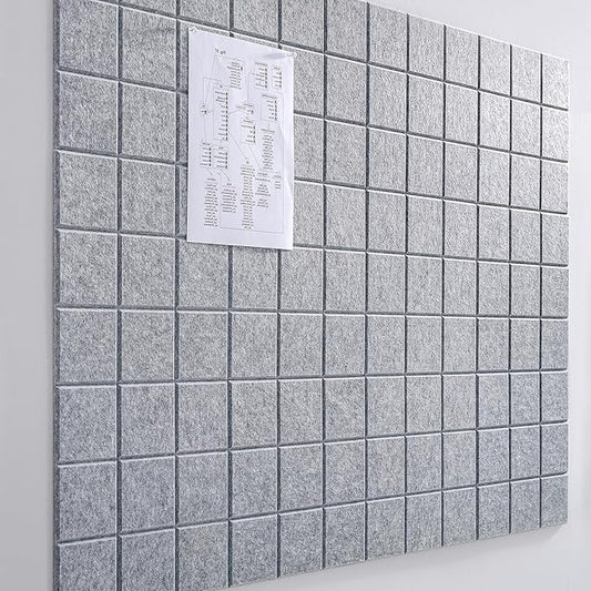 Large Cork Board for Wall 48" X 36", 12 Pack Felt Wall Tiles Bulletin Board Cork Boards for Walls, Felt Board Pin Board Tack Board Corkboard for Office (Light Grey)