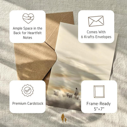 Christian Greeting Cards Set of 6 with Envelopes | Scripture Keepsake Cards, Frameable Bible Verse Art Prints, Inspirational Faith-Based Gifts for Women & Men (5"x7" Faithful Best-Seller Set)