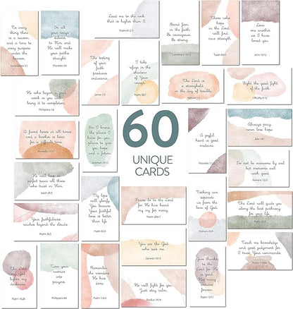 DIVERSEBEE Inspirational Prayer Cards, 60 Unique Bible Verse Assorted Mini Scripture Encouragement Motivational Christian Gifts (Watercolor)