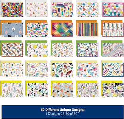 Dessie 50 Different Blank Cards With Envelopes - 4x6 Inch Blank Greeting Cards w/Colored Envelopes & Gold Seals. Colorful Designs - No Repetition. All Occasion Note Cards with Envelopes Set