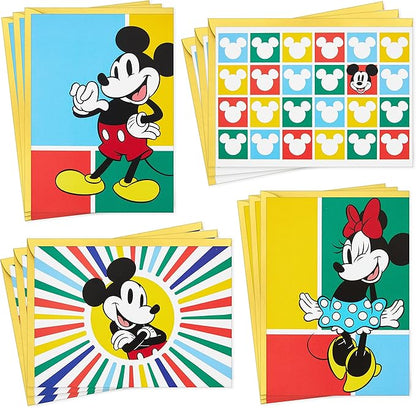 Hallmark Disney All Occasion Cards Assortment, 12 Blank Cards with Envelopes (Vintage Mickey Mouse and Minnie Mouse)