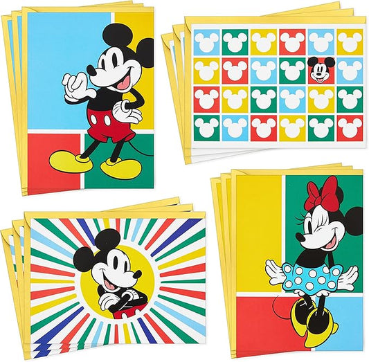 Hallmark Disney All Occasion Cards Assortment, 12 Blank Cards with Envelopes (Vintage Mickey Mouse and Minnie Mouse)