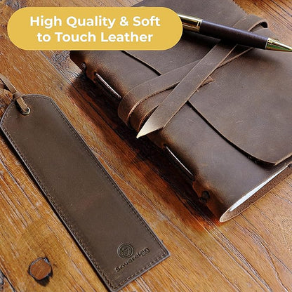 Leather Bookmarks for Men and Women | Quality Brown Mens Bookmark | 2 Smooth Handmade Leather Book Markers for Men Women Book Lovers Readers (7x2) Leather Gift | Sovereign-Gear